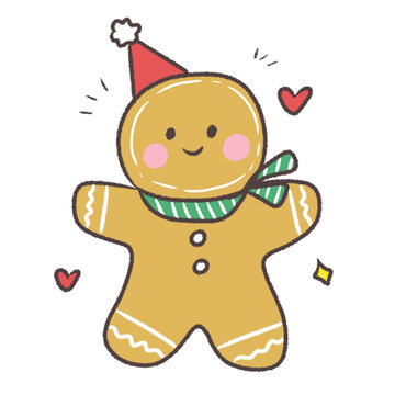 可愛的姜餅人圣誕插畫素材