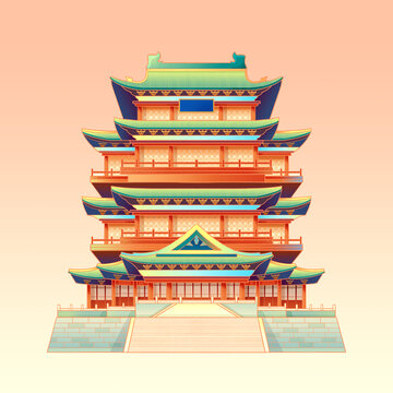 國潮風城市建筑滕王閣插畫