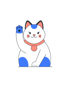 矢量動物簡約可愛招財貓