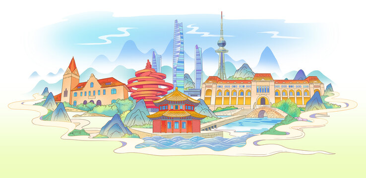 青島城市插畫