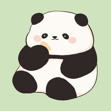 可愛熊貓卡通圖案插畫素材