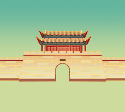 國潮風建筑城門