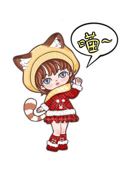 可愛貓耳小女孩