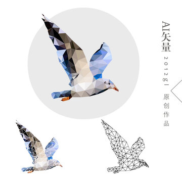 鳥海鷗電腦晶格線條畫