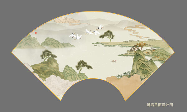 折扇山水畫