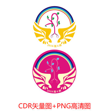 圓形植物翅膀班服圖案