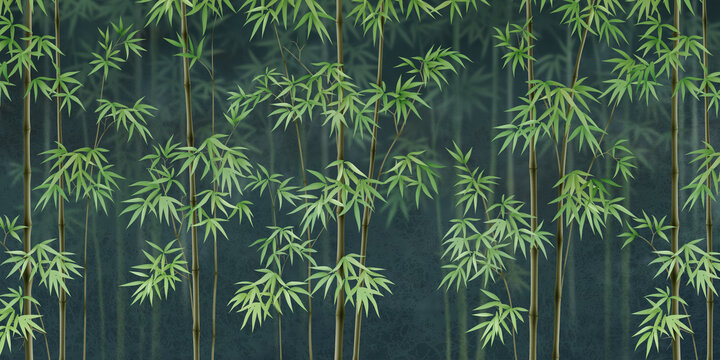 翠綠竹子竹林背景墻裝飾畫