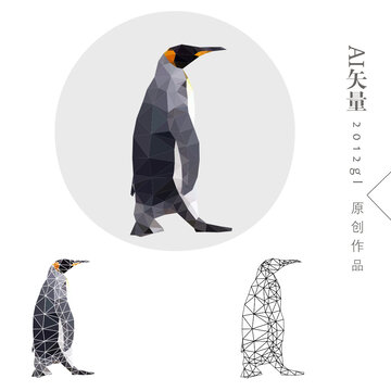 企鵝晶格低多邊形畫