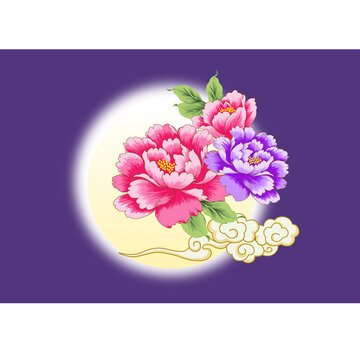 牡丹矢量插畫