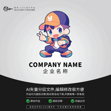時尚LOGO卡通街舞男