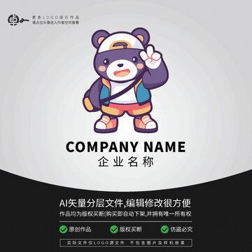 潮流嘻哈卡通LOGO熊綜藝