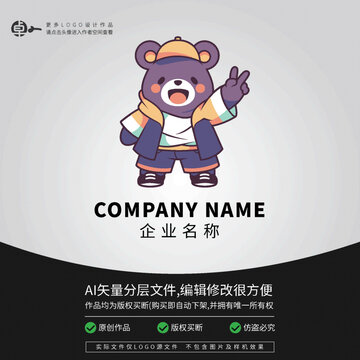 熊炫酷LOGO卡通時(shí)尚街舞