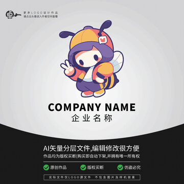 蜜蜂炫酷街舞時尚LOGO卡通