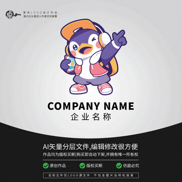 炫酷街舞時尚LOGO卡通企鵝