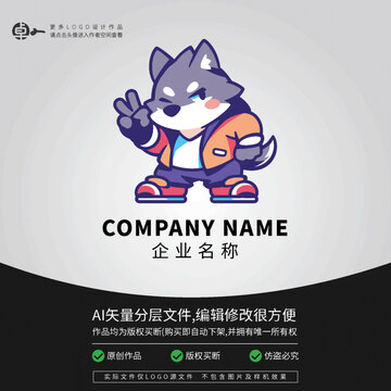 炫酷街舞狼時(shí)尚LOGO卡通