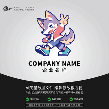 潮牌LOGO狼卡通運(yùn)動街頭