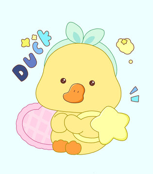 可愛小鴨子圖案插畫