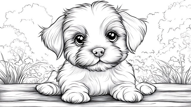 可愛小狗狗彩色涂鴉插圖