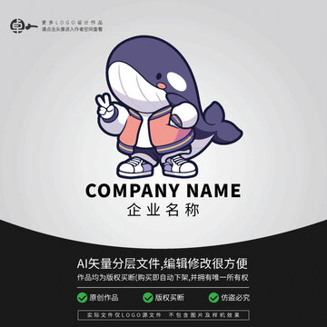 運(yùn)動潮牌LOGO街頭鯨魚卡通