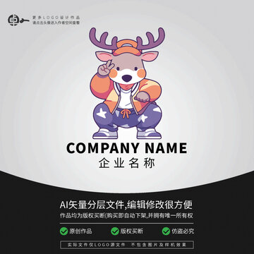 嘻哈綜藝潮流卡通LOGO鹿