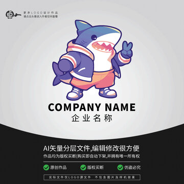 鯊魚運動卡通潮牌LOGO街頭