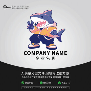 綜藝潮流鯊魚(yú)嘻哈卡通LOGO
