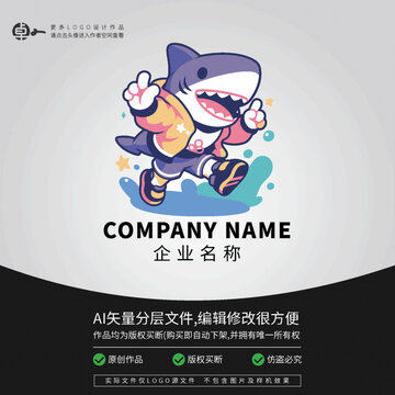 時尚街舞鯊魚炫酷LOGO卡通