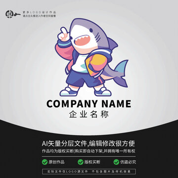 潮牌LOGO運(yùn)動(dòng)鯊魚卡通街頭