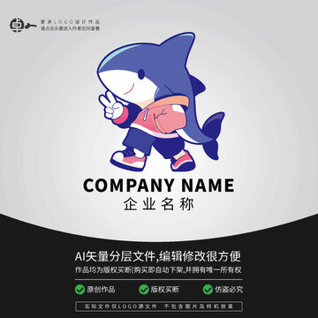 卡通街頭運(yùn)動(dòng)鯊魚潮牌LOGO