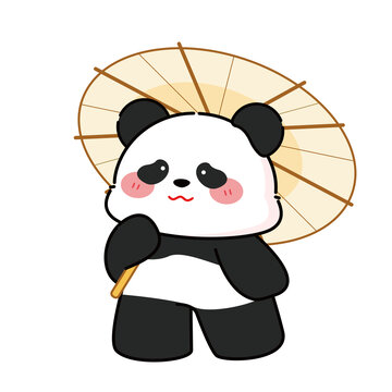 古風撐雨傘熊貓