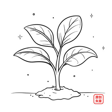植物簡(jiǎn)約手繪線條幼苗