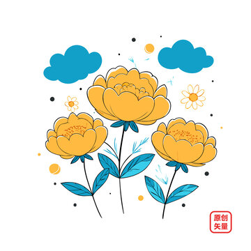 植物簡(jiǎn)約鮮花黃色牡丹
