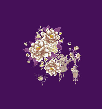 牡丹花卉紋樣