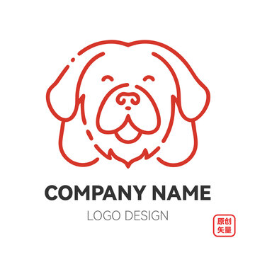 矢量線條動(dòng)物萌寵小狗logo