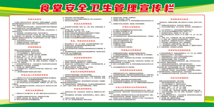 食堂安全衛(wèi)生管理宣傳欄