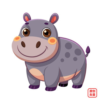 矢量插畫動物可愛河馬