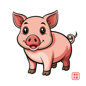 矢量插畫動物可愛小豬