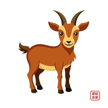 矢量插畫(huà)動(dòng)物棕色山羊