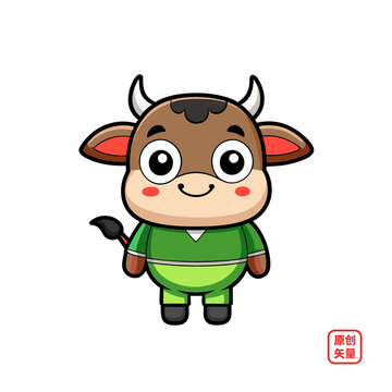 矢量插畫動物簡約生肖牛小牛