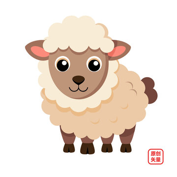 矢量插畫動物可愛小綿羊
