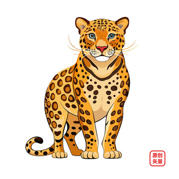矢量插畫野生動(dòng)物豹子