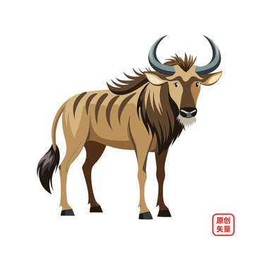矢量插畫野生動(dòng)物非洲角馬