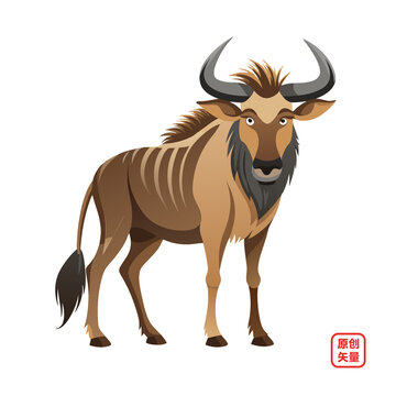矢量插畫野生動(dòng)物非洲角馬