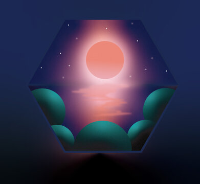 扁平化夜景手繪插畫(huà)
