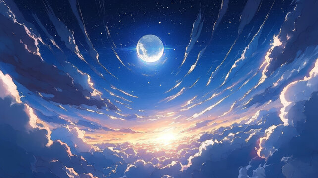 云層之上夢幻星空圖