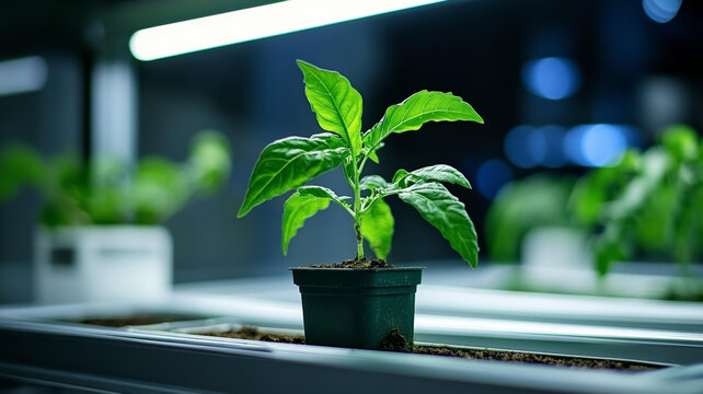 溫室中茁壯成長的幼苗特寫