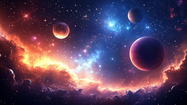 宇宙星云與行星的絢麗色彩