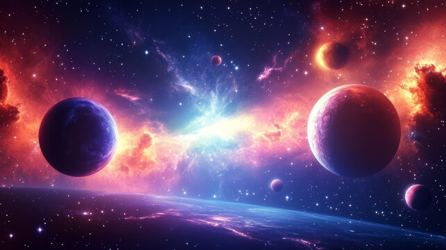 宇宙星云和行星的絢麗色彩