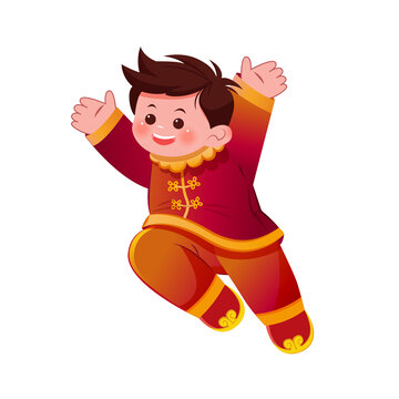 新年春節(jié)過年元旦男孩傳統(tǒng)服飾人物