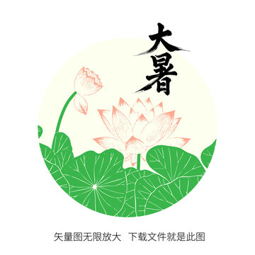 大暑簡約矢量書法毛筆藝術(shù)字